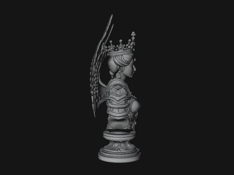 Crowned Winged Angel Bust Statue Design 1 - 3D Print Model 3D Print Model