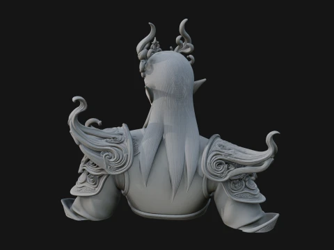 Horned Elf Lord Bust Statue Design 1 - 3D Print Model 3D Print Model