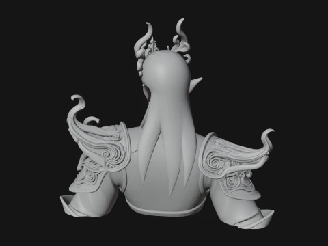 Horned Elf Lord Bust Statue Design 1 - 3D Print Model 3D Print Model