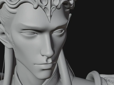 Horned Elf Lord Bust Statue Design 1 - 3D Print Model 3D Print Model