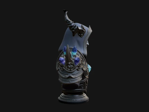 Hooded Crystal Sorcerer Bust Statue Design 1 - 3D Print Model 3D Print Model
