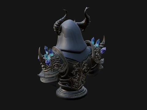 Hooded Crystal Sorcerer Bust Statue Design 1 - 3D Print Model 3D Print Model
