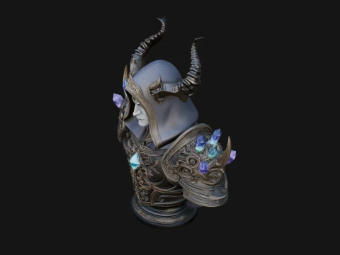 Hooded Crystal Sorcerer Bust Statue Design 1 - 3D Print Model 3D Print Model