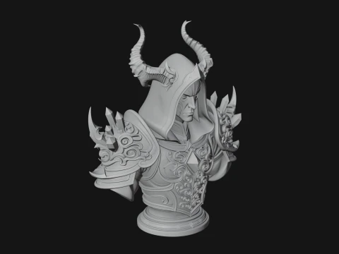 Hooded Crystal Sorcerer Bust Statue Design 1 - 3D Print Model 3D Print Model