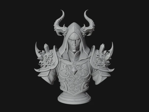 Hooded Crystal Sorcerer Bust Statue Design 1 - 3D Print Model 3D Print Model
