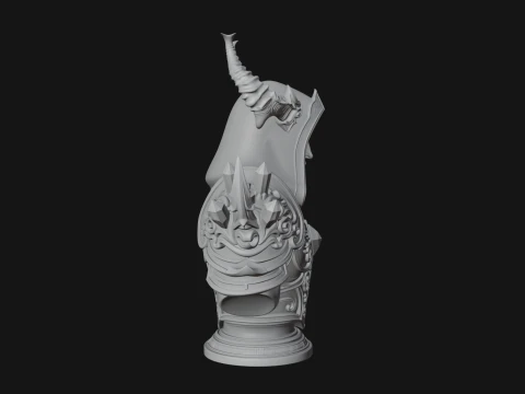 Hooded Crystal Sorcerer Bust Statue Design 1 - 3D Print Model 3D Print Model