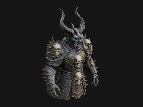Horned Helm Skeleton Bust Statue Design 7 - 3D Print Model 3D Print Model