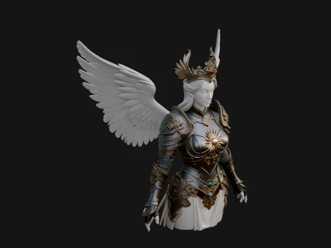 Winged Angel Warrior Bust Statue Design 1 - 3D Print Model 3D Print Model