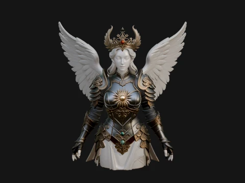 Winged Angel Warrior Bust Statue Design 1 - 3D Print Model 3D Print Model