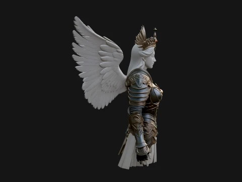 Winged Angel Warrior Bust Statue Design 1 - 3D Print Model 3D Print Model