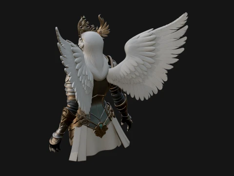 Winged Angel Warrior Bust Statue Design 1 - 3D Print Model 3D Print Model