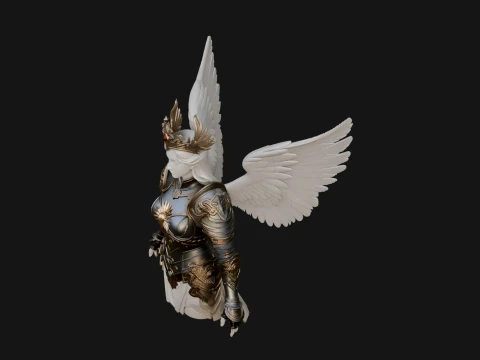 Winged Angel Warrior Bust Statue Design 1 - 3D Print Model 3D Print Model