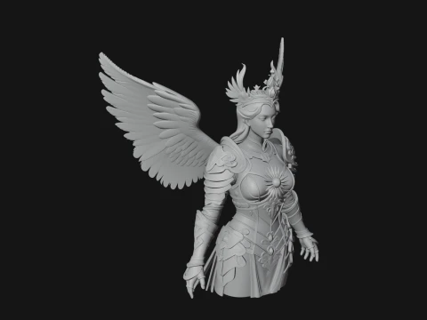 Winged Angel Warrior Bust Statue Design 1 - 3D Print Model 3D Print Model