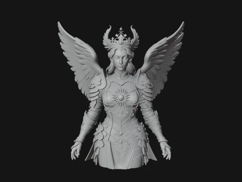 Winged Angel Warrior Bust Statue Design 1 - 3D Print Model 3D Print Model