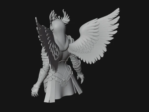 Winged Angel Warrior Bust Statue Design 1 - 3D Print Model 3D Print Model