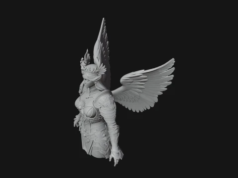 Winged Angel Warrior Bust Statue Design 1 - 3D Print Model 3D Print Model