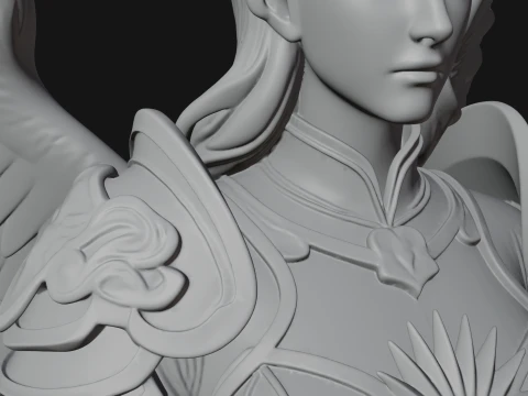Winged Angel Warrior Bust Statue Design 1 - 3D Print Model 3D Print Model