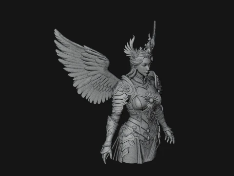 Winged Angel Warrior Bust Statue Design 1 - 3D Print Model 3D Print Model