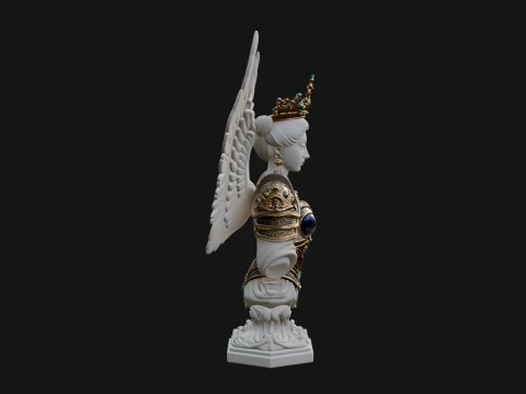 Crowned Winged Angel Bust Statue Design 2 - 3D Print Model 3D Print Model
