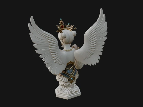 Crowned Winged Angel Bust Statue Design 2 - 3D Print Model 3D Print Model