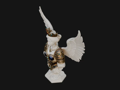 Crowned Winged Angel Bust Statue Design 2 - 3D Print Model 3D Print Model