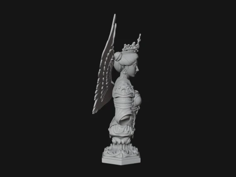 Crowned Winged Angel Bust Statue Design 2 - 3D Print Model 3D Print Model