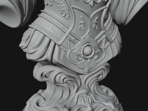 Crowned Winged Angel Bust Statue Design 2 - 3D Print Model 3D Print Model