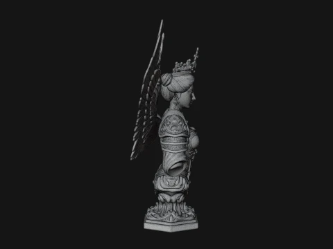 Crowned Winged Angel Bust Statue Design 2 - 3D Print Model 3D Print Model