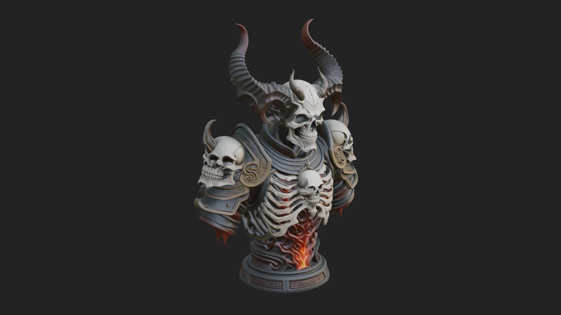 Horned Helm Skeleton Bust Statue Design 8 - 3D Print Model 3D Print Model .c4d .max .obj .3ds .fbx .stl .blend 