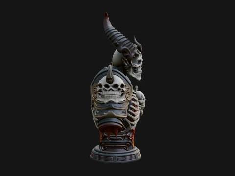Horned Helm Skeleton Bust Statue Design 8 - 3D Print Model 3D Print Model