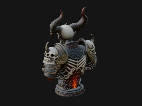 Horned Helm Skeleton Bust Statue Design 8 - 3D Print Model 3D Print Model