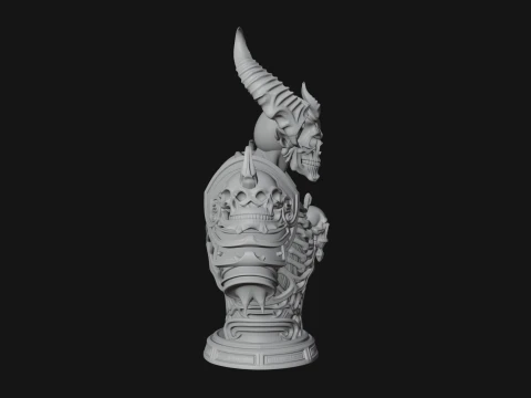 Horned Helm Skeleton Bust Statue Design 8 - 3D Print Model 3D Print Model