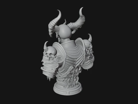 Horned Helm Skeleton Bust Statue Design 8 - 3D Print Model 3D Print Model