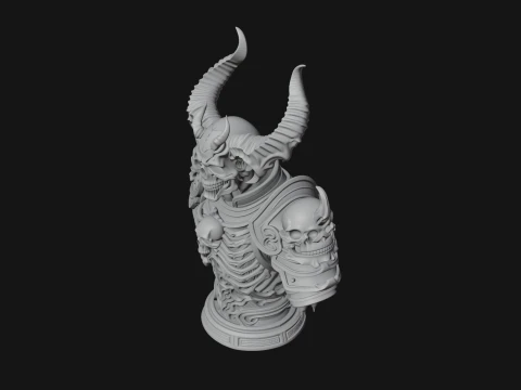 Horned Helm Skeleton Bust Statue Design 8 - 3D Print Model 3D Print Model