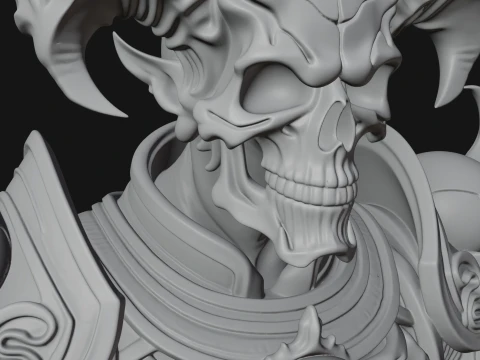 Horned Helm Skeleton Bust Statue Design 8 - 3D Print Model 3D Print Model