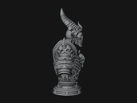 Horned Helm Skeleton Bust Statue Design 8 - 3D Print Model 3D Print Model