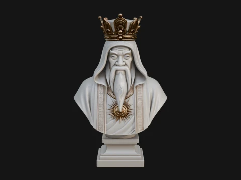Crowned Hooded Sage Bust Statue Design 1 - 3D Print Model 3D Print Model