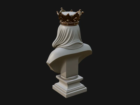 Crowned Hooded Sage Bust Statue Design 1 - 3D Print Model 3D Print Model