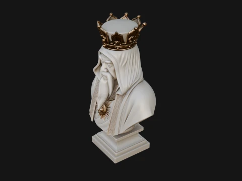 Crowned Hooded Sage Bust Statue Design 1 - 3D Print Model 3D Print Model