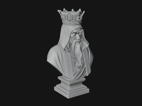 Crowned Hooded Sage Bust Statue Design 1 - 3D Print Model 3D Print Model
