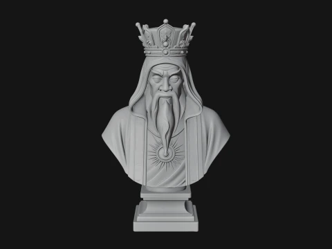 Crowned Hooded Sage Bust Statue Design 1 - 3D Print Model 3D Print Model
