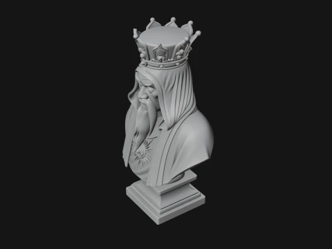 Crowned Hooded Sage Bust Statue Design 1 - 3D Print Model 3D Print Model