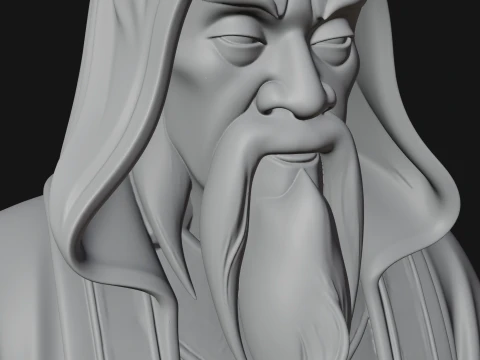 Crowned Hooded Sage Bust Statue Design 1 - 3D Print Model 3D Print Model