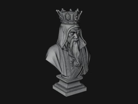 Crowned Hooded Sage Bust Statue Design 1 - 3D Print Model 3D Print Model