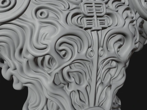 Horned Demon Lord Bust Statue Design 5 - 3D Print Model 3D Print Model