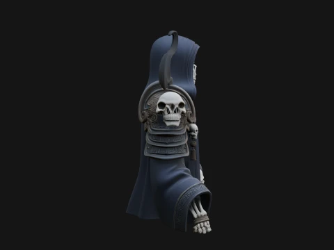 Hooded Skeleton Reaper Bust Statue Design 1 - 3D Print Model 3D Print Model
