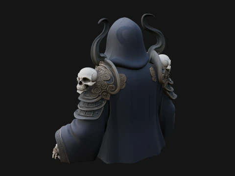 Hooded Skeleton Reaper Bust Statue Design 1 - 3D Print Model 3D Print Model