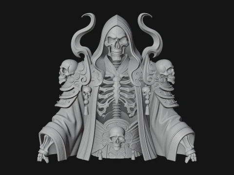 Hooded Skeleton Reaper Bust Statue Design 1 - 3D Print Model 3D Print Model