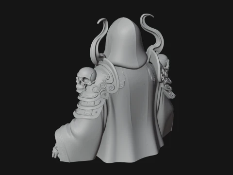 Hooded Skeleton Reaper Bust Statue Design 1 - 3D Print Model 3D Print Model