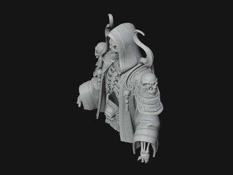 Hooded Skeleton Reaper Bust Statue Design 1 - 3D Print Model 3D Print Model